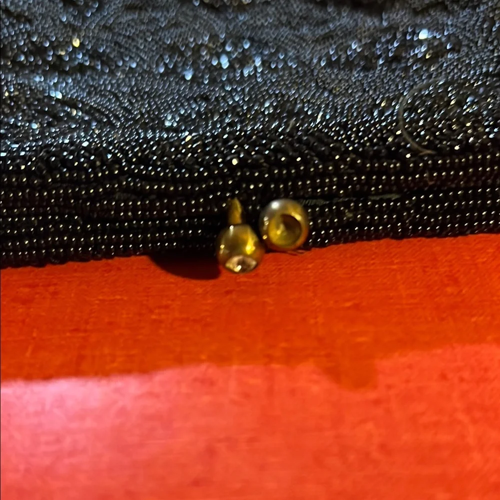 Vintage Walborg Black Beaded Clutch Hand Made in Belgium Evening Purse